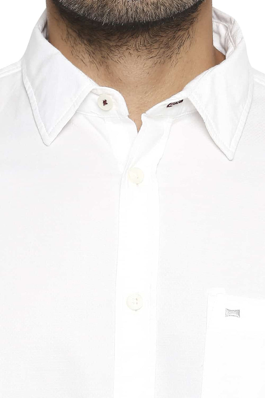 BASICS SLIM FIT BLANC WHITE DOBBY SHIRT