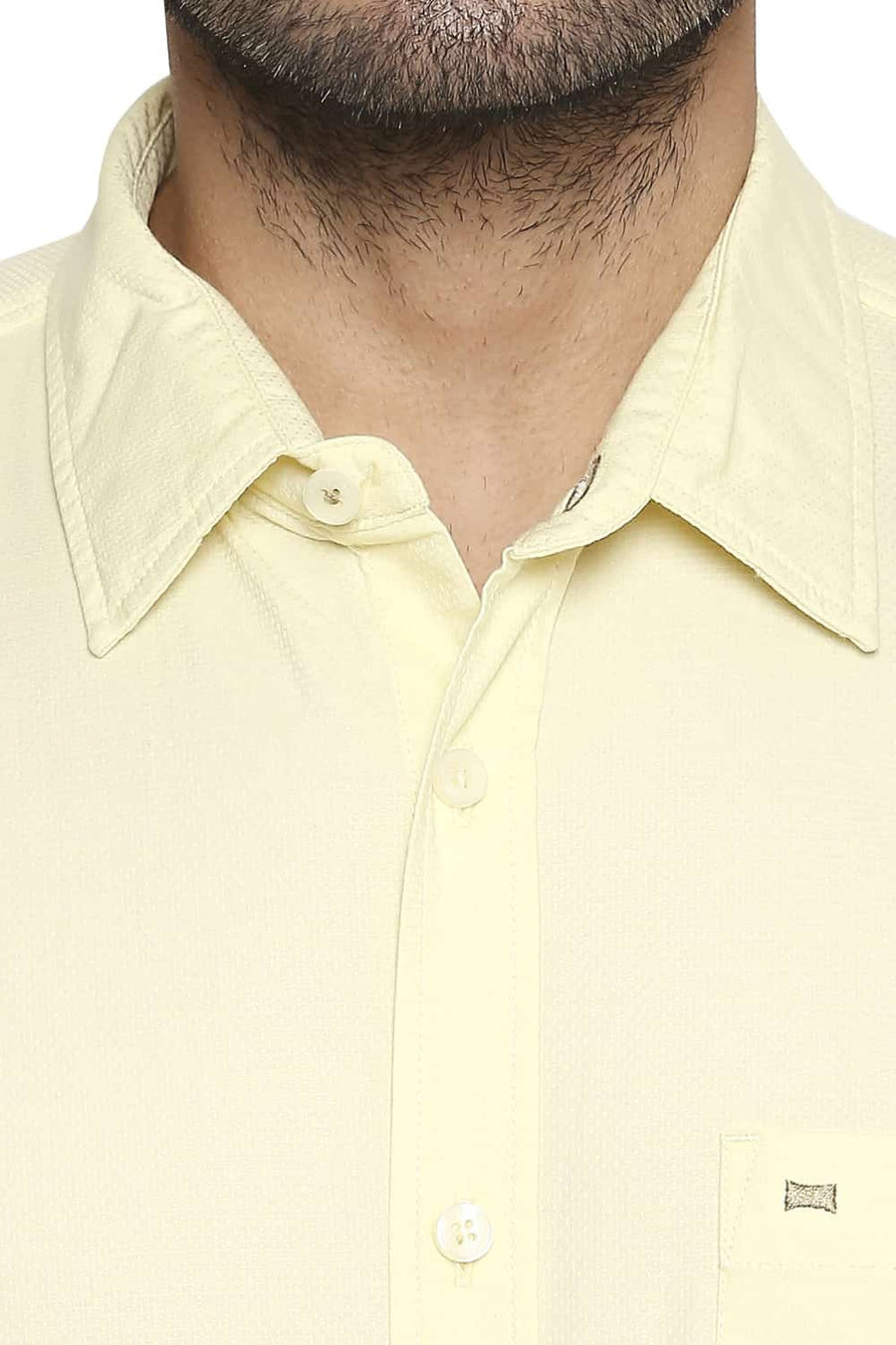 BASICS SLIM FIT MELLOW YELLOW DOBBY SHIRT