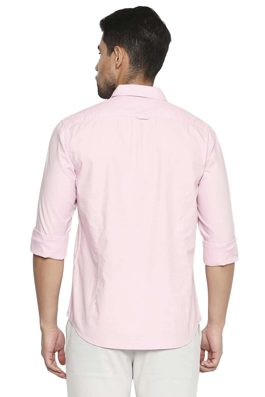 BASICS SLIM FIT PEARL PINK DOBBY SHIRT
