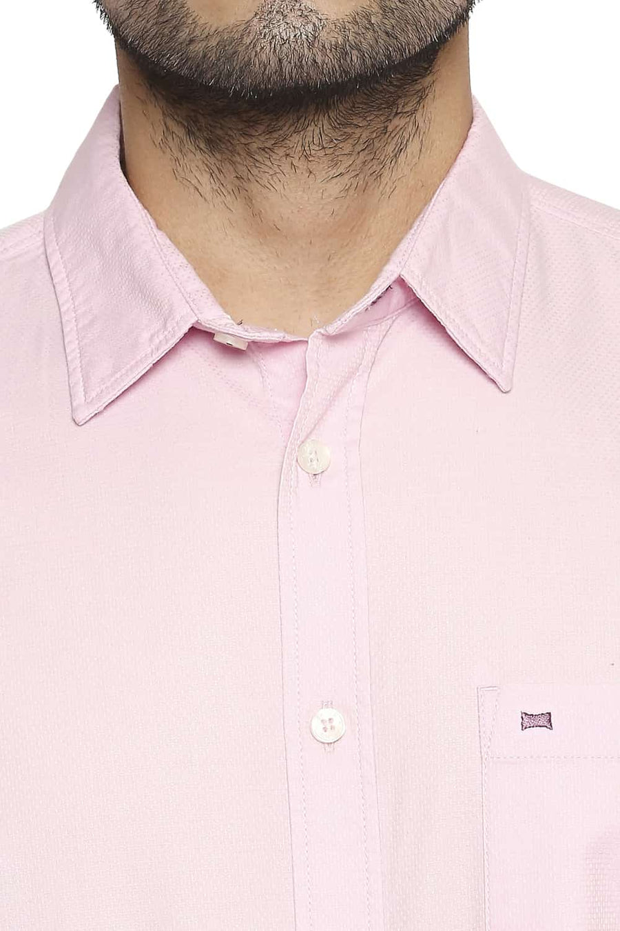 BASICS SLIM FIT PEARL PINK DOBBY SHIRT