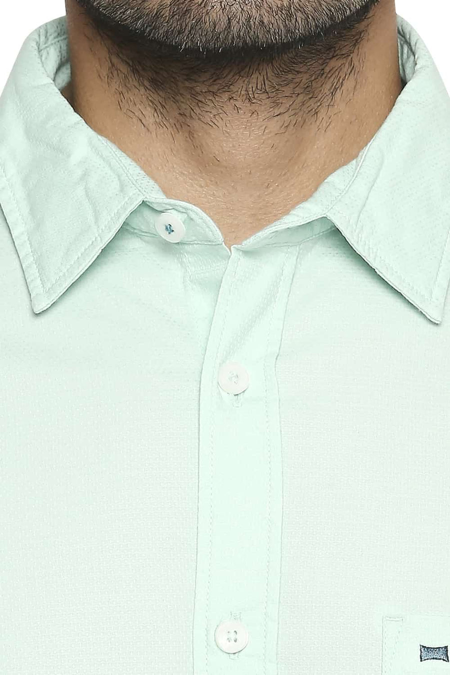 BASICS SLIM FIT HONEYDEW GREEN DOBBY SHIRT