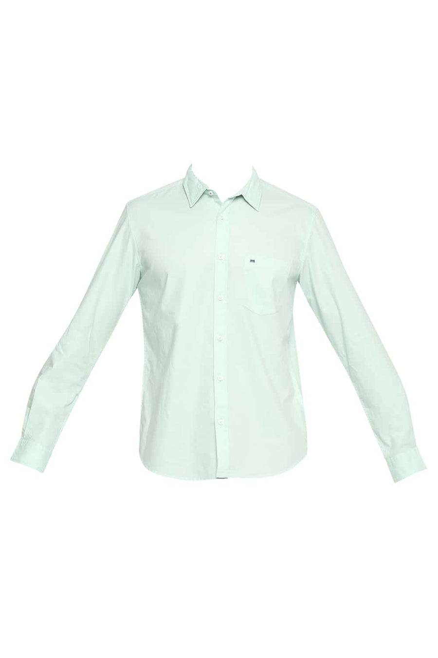 BASICS SLIM FIT HONEYDEW GREEN DOBBY SHIRT