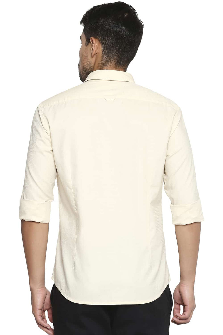 BASICS SLIM FIT SWEET CORN ECRU DOBBY SHIRT