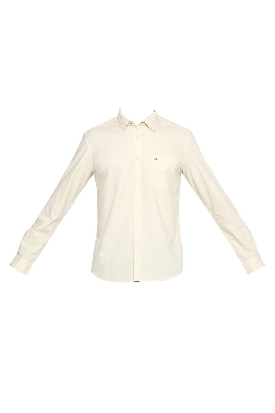 BASICS SLIM FIT SWEET CORN ECRU DOBBY SHIRT
