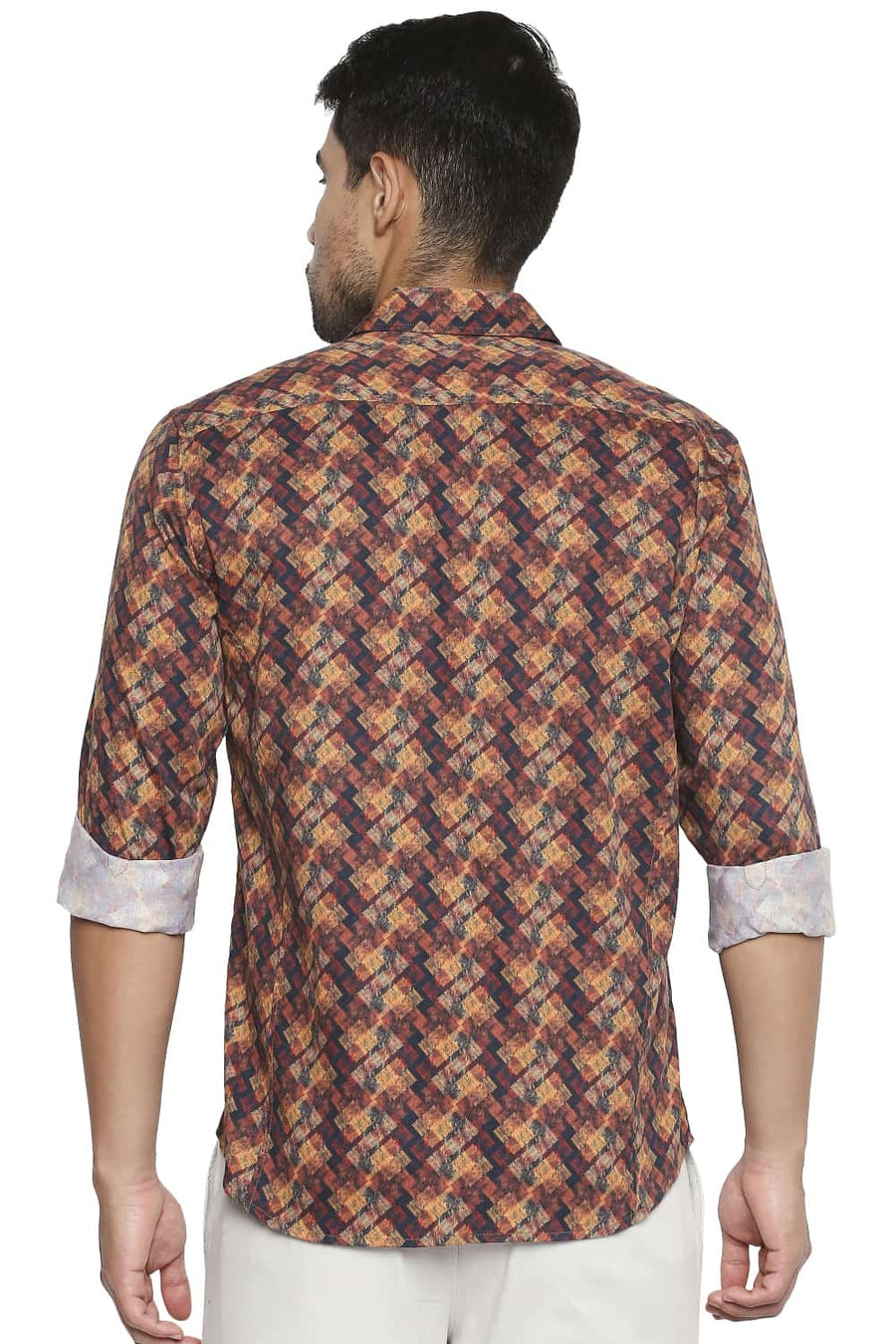 BASICS SLIM FIT TANGO MAROON DIGITAL PRINTED SHIRT
