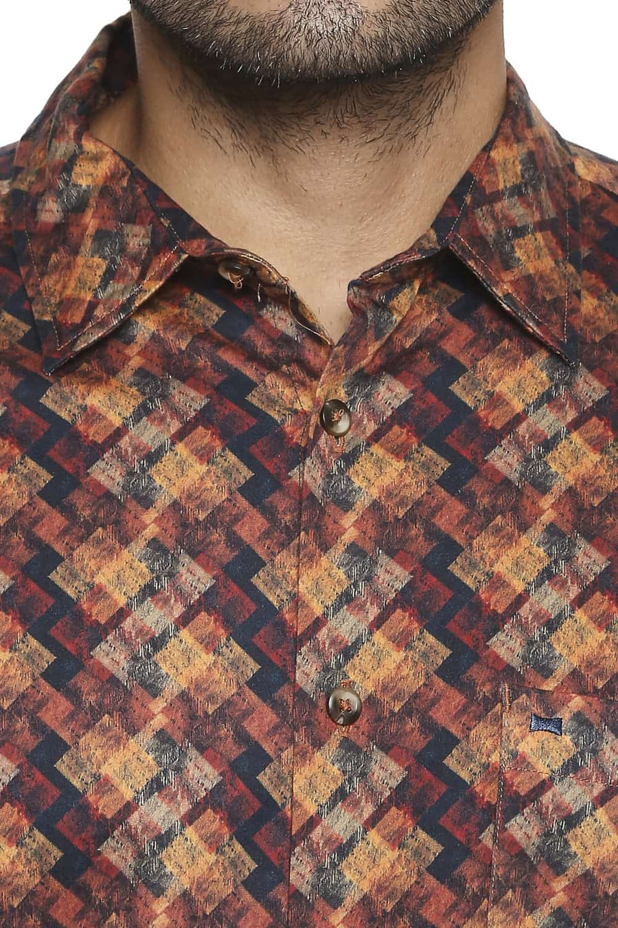 BASICS SLIM FIT TANGO MAROON DIGITAL PRINTED SHIRT