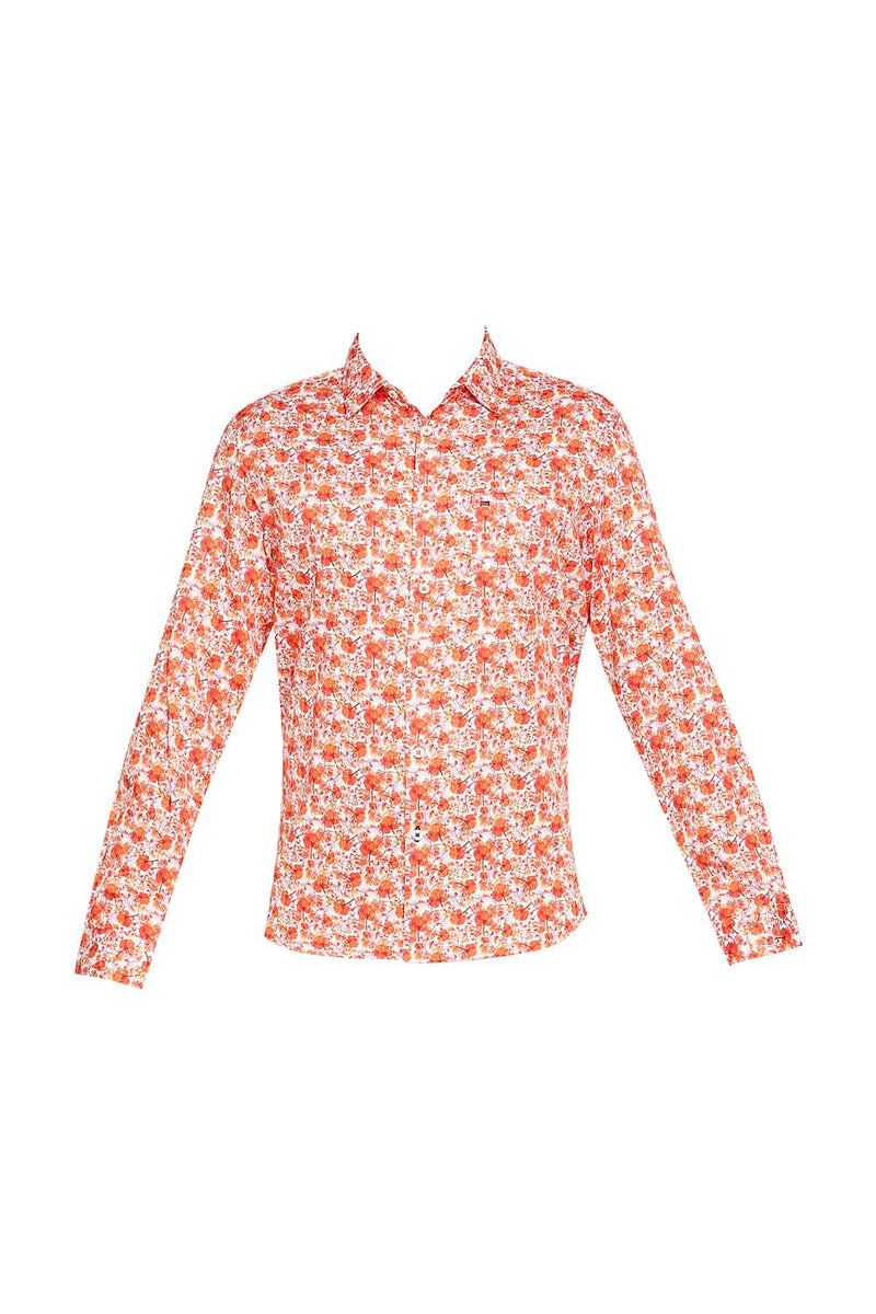 BASICS SLIM FIT SATIN PRINTED SHIRT