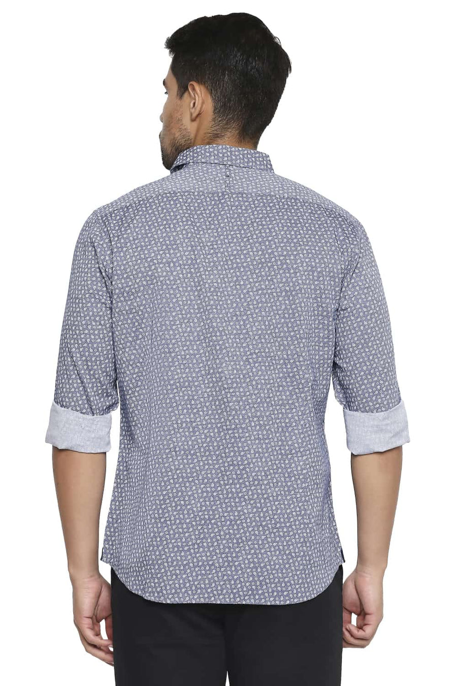 BASICS SLIM FIT ALEUTIAN BLUE PRINTED SHIRT
