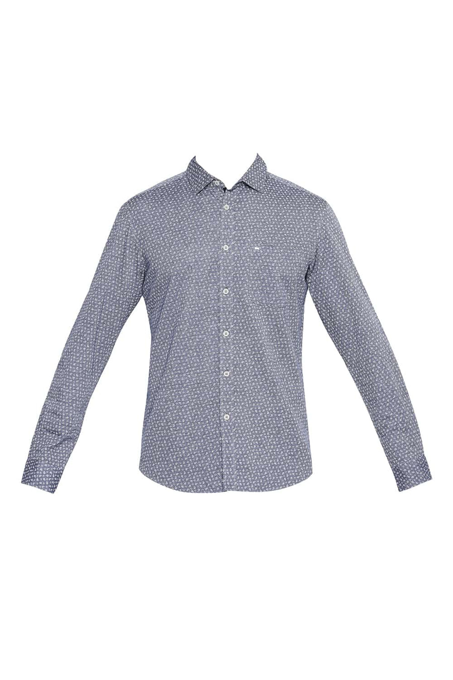 BASICS SLIM FIT ALEUTIAN BLUE PRINTED SHIRT
