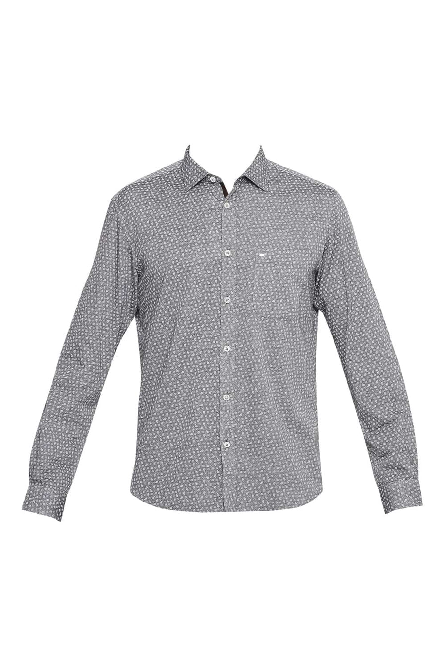 BASICS SLIM FIT RABBIT BROWN PRINTED SHIRT