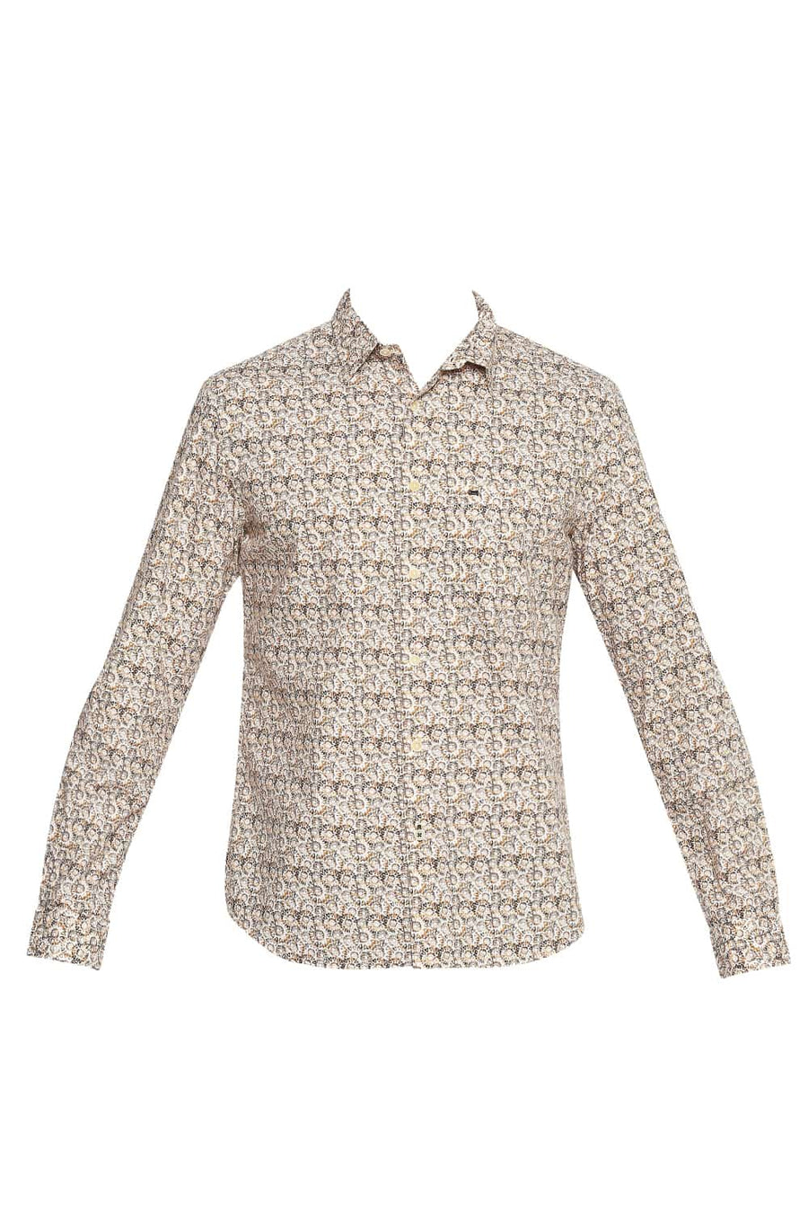 BASICS SLIM FIT GOLDEN YELLOW DIGITAL PRINTED SHIRT