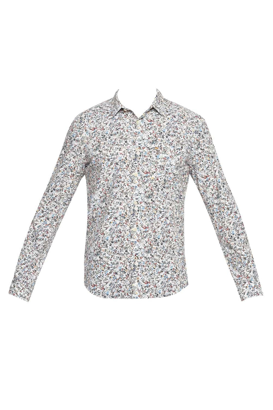 BASICS SLIM FIT WINTER ECRU DIGITAL PRINTED SHIRT