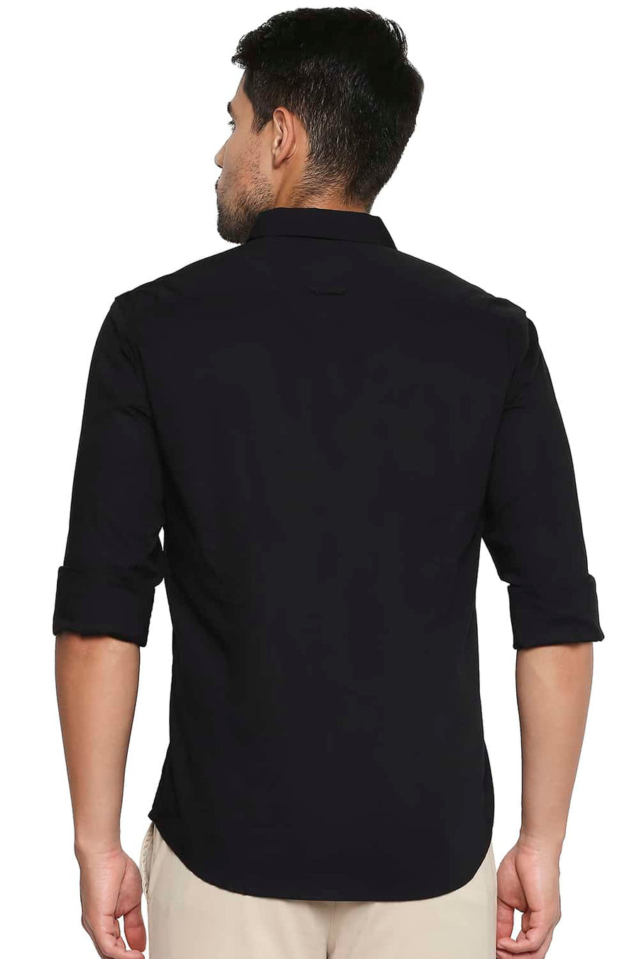 BASICS SLIM FIT ANTHRACITE BLACK STRETCH SHIRT