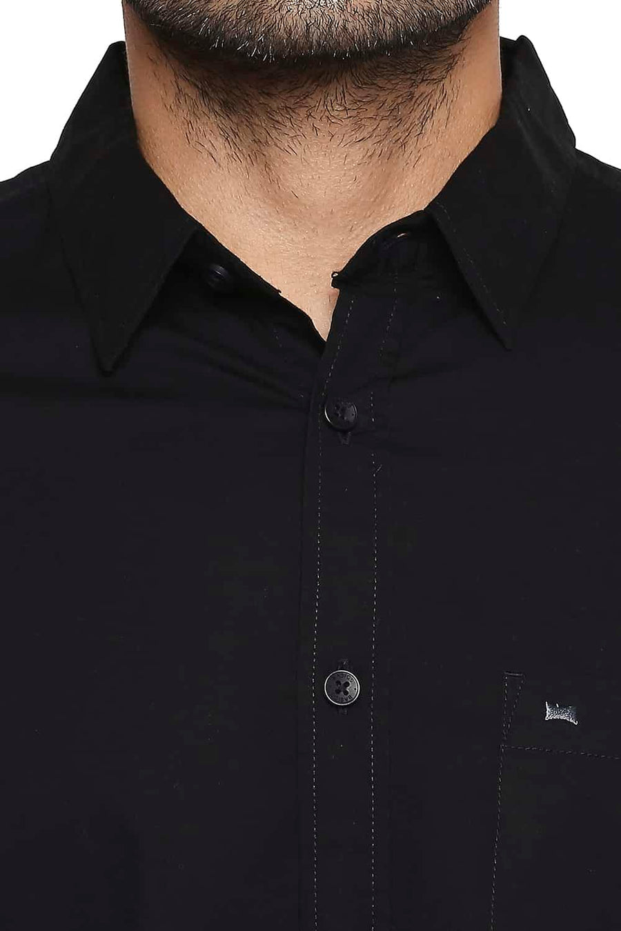 BASICS SLIM FIT ANTHRACITE BLACK STRETCH SHIRT