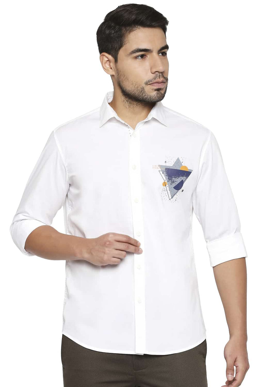 BASICS SLIM FIT BRIGHT WHITE STRETCH TREND SHIRT