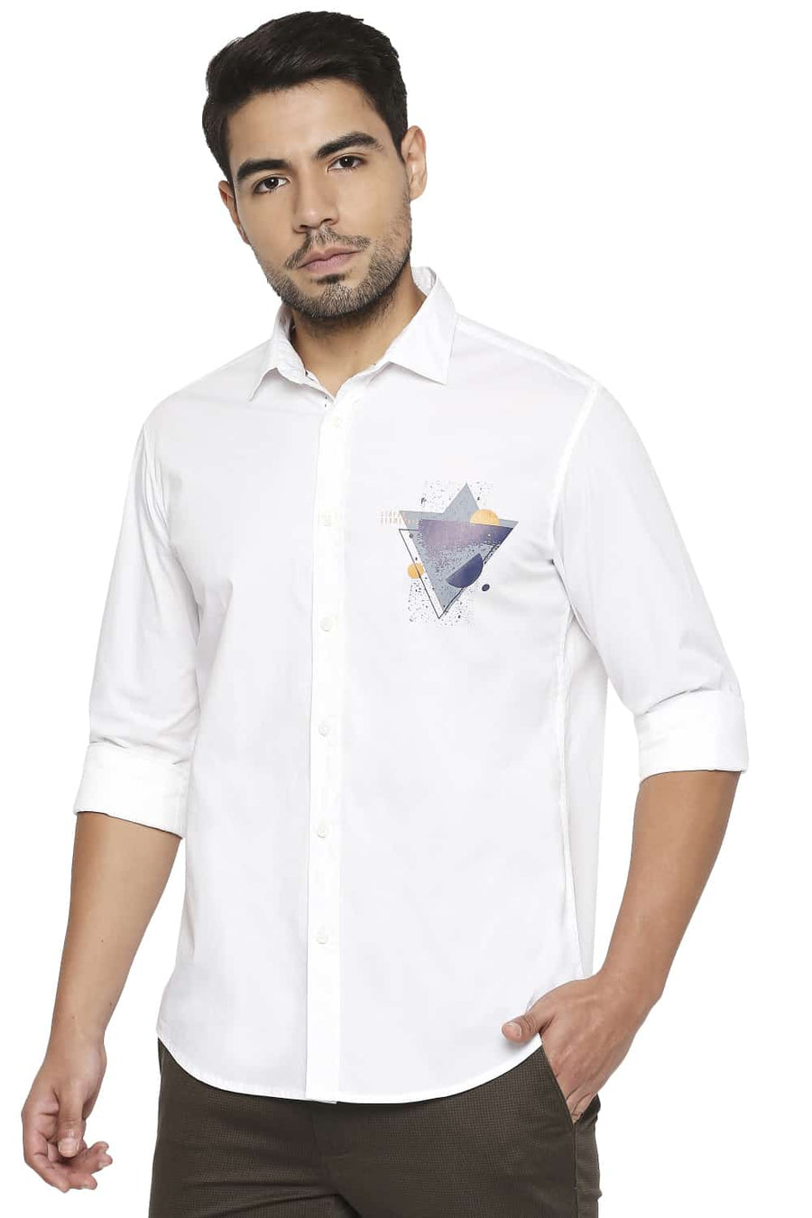 BASICS SLIM FIT BRIGHT WHITE STRETCH TREND SHIRT