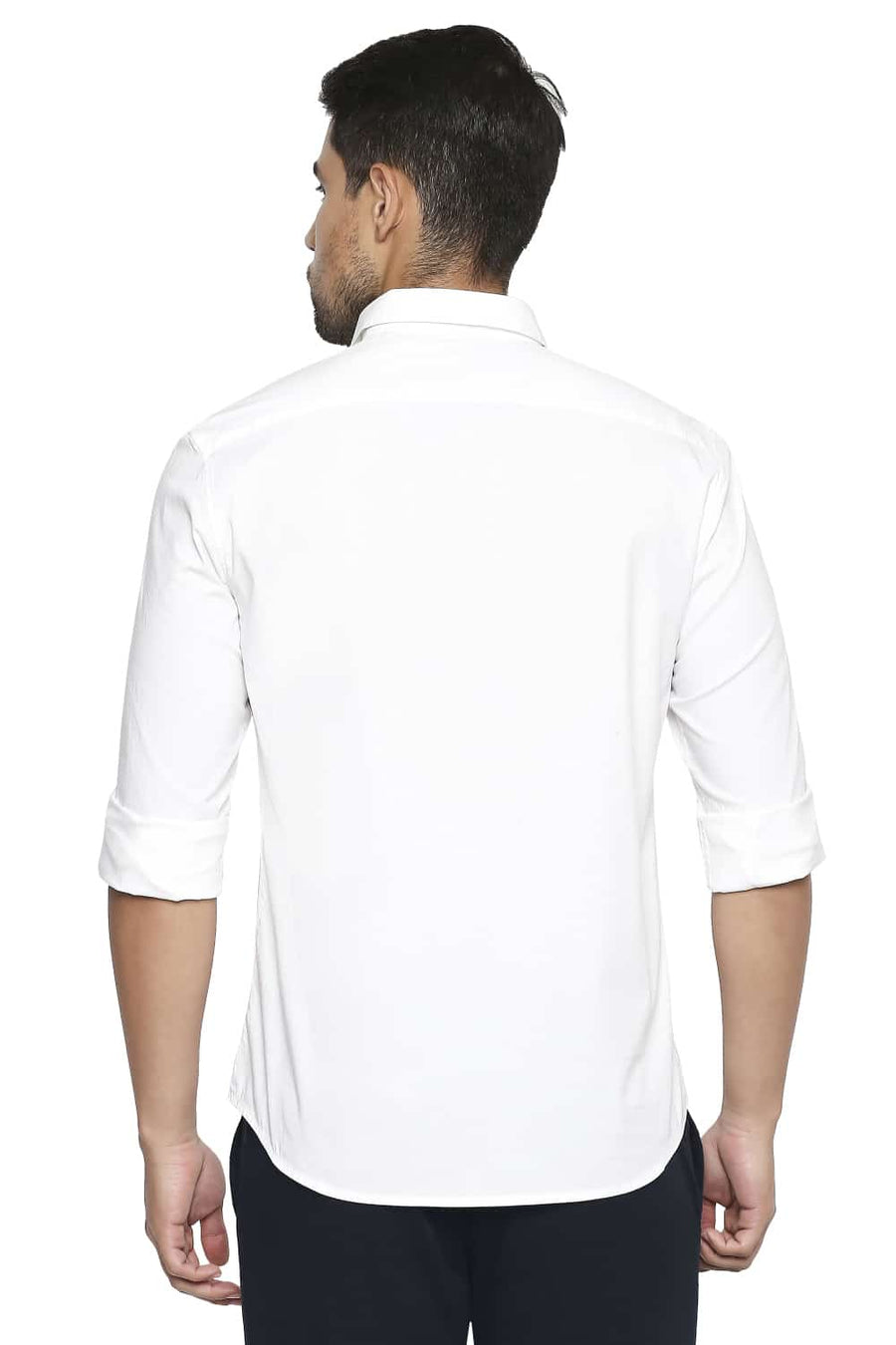 BASICS SLIM FIT CLOUD WHITE STRETCH POPLIN SHIRT