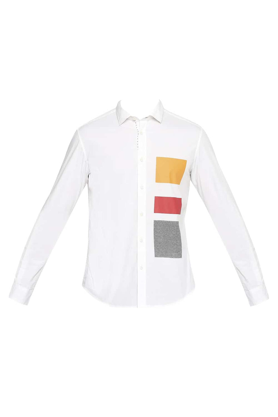 BASICS SLIM FIT CLOUD WHITE STRETCH POPLIN SHIRT