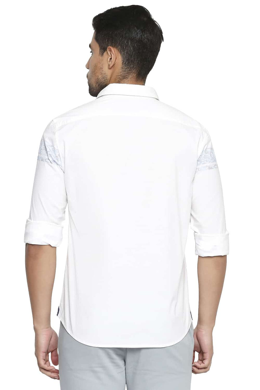 BASICS SLIM FIT CLOUD WHITE STRETCH POPLIN SHIRT