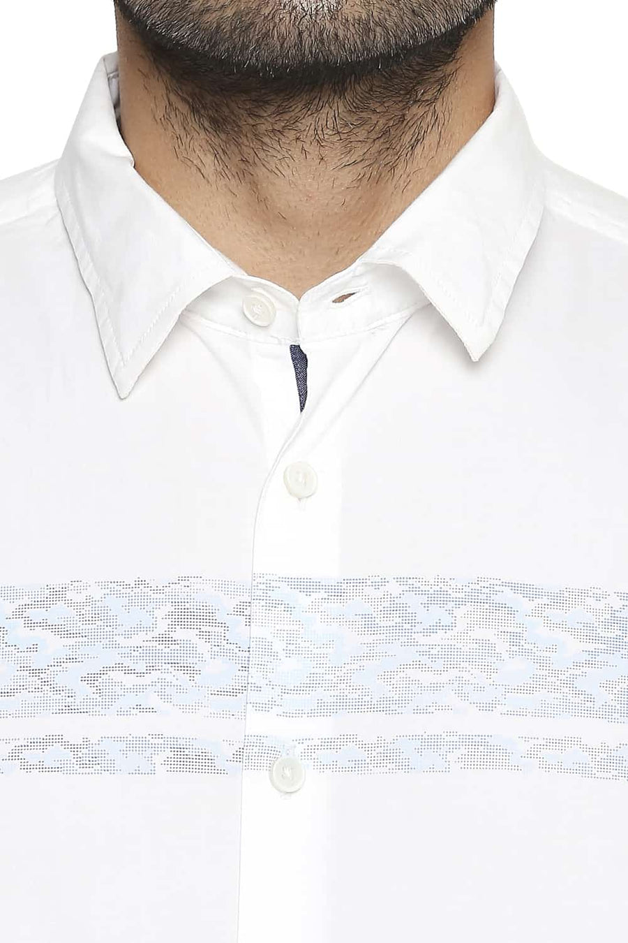 BASICS SLIM FIT CLOUD WHITE STRETCH POPLIN SHIRT