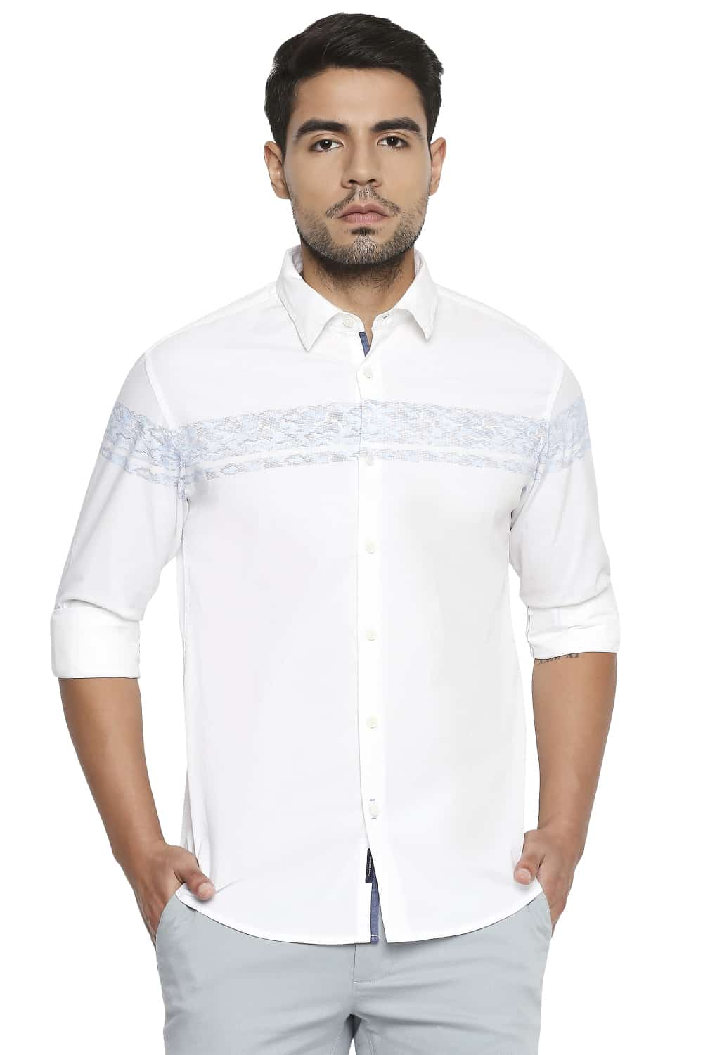 BASICS SLIM FIT STRETCH POPLIN SHIRT