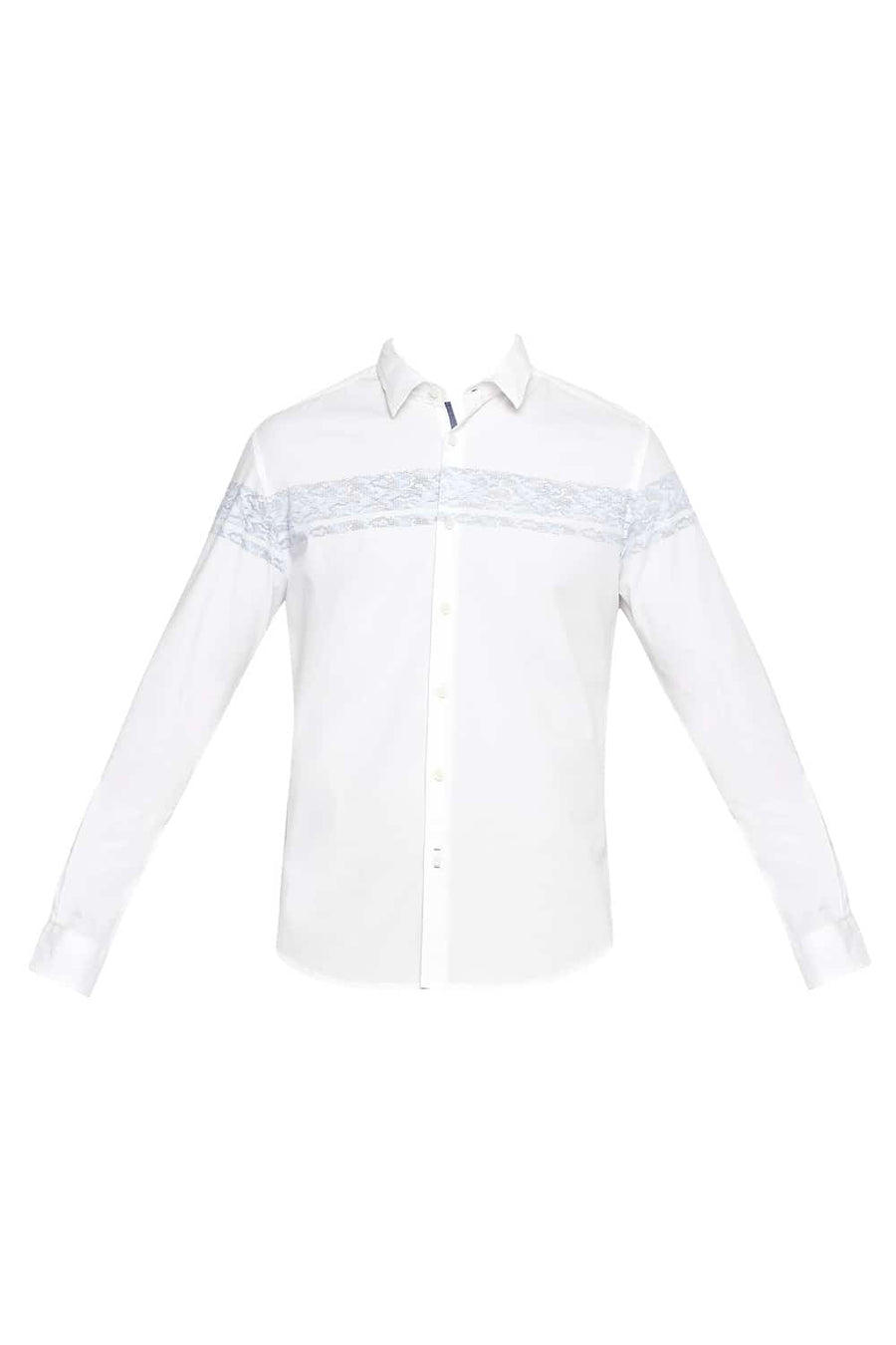 BASICS SLIM FIT CLOUD WHITE STRETCH POPLIN SHIRT