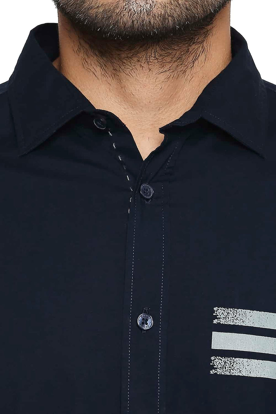BASICS SLIM FIT NAVY IRIS STRETCH TREND SHIRT