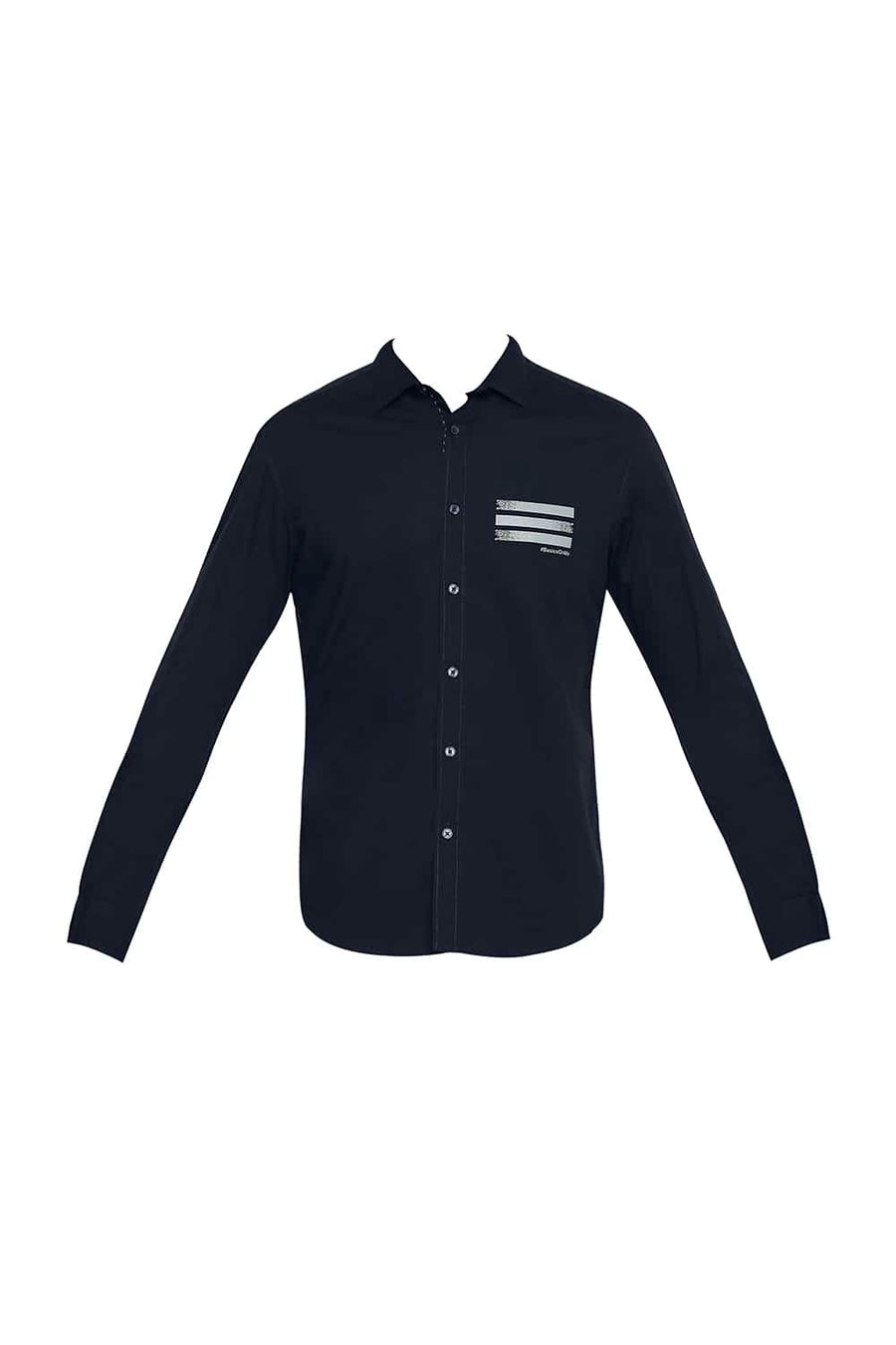 BASICS SLIM FIT NAVY IRIS STRETCH TREND SHIRT