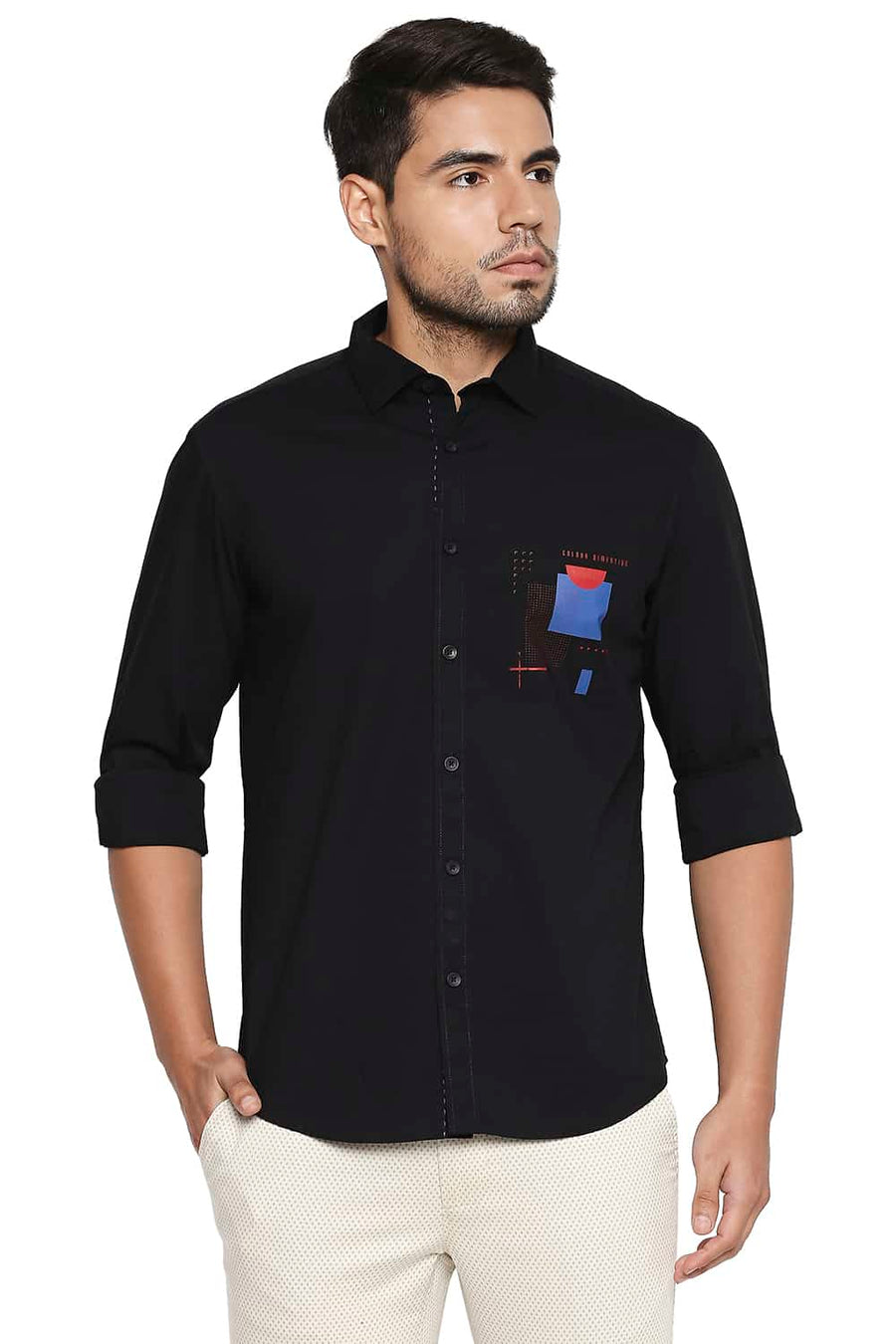 BASICS SLIM FIT MOONLESS NIGHT STRETCH TREND SHIRT