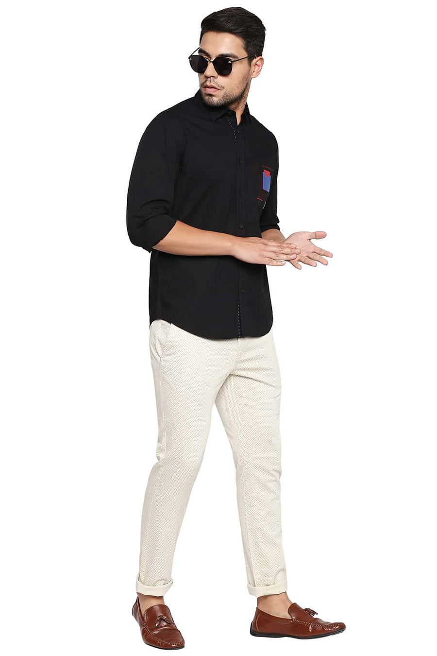 BASICS SLIM FIT MOONLESS NIGHT STRETCH TREND SHIRT