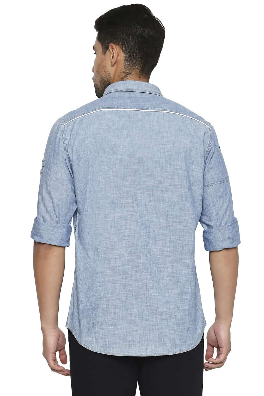 BASICS SLIM FIT DUSTY NAVY INDIGO SHIRT