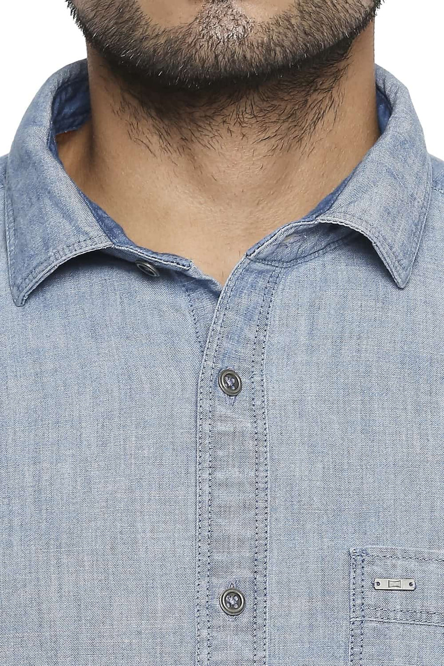 BASICS SLIM FIT DUSTY NAVY INDIGO SHIRT