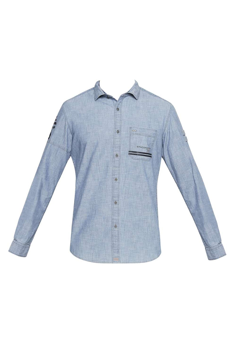 BASICS SLIM FIT INDIGO SHIRT