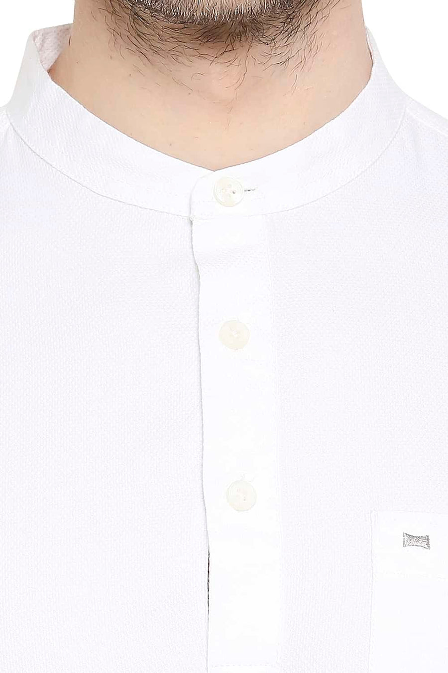 BASICS SLIM FIT BRIGHT WHITE DOBBY SHIRT