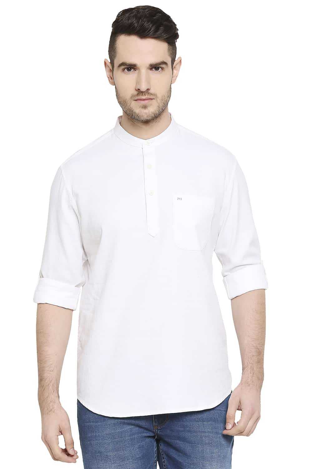 BASICS SLIM FIT DOBBY SHIRT