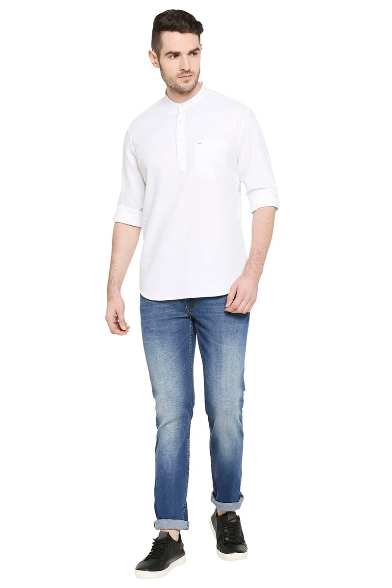 BASICS SLIM FIT DOBBY SHIRT