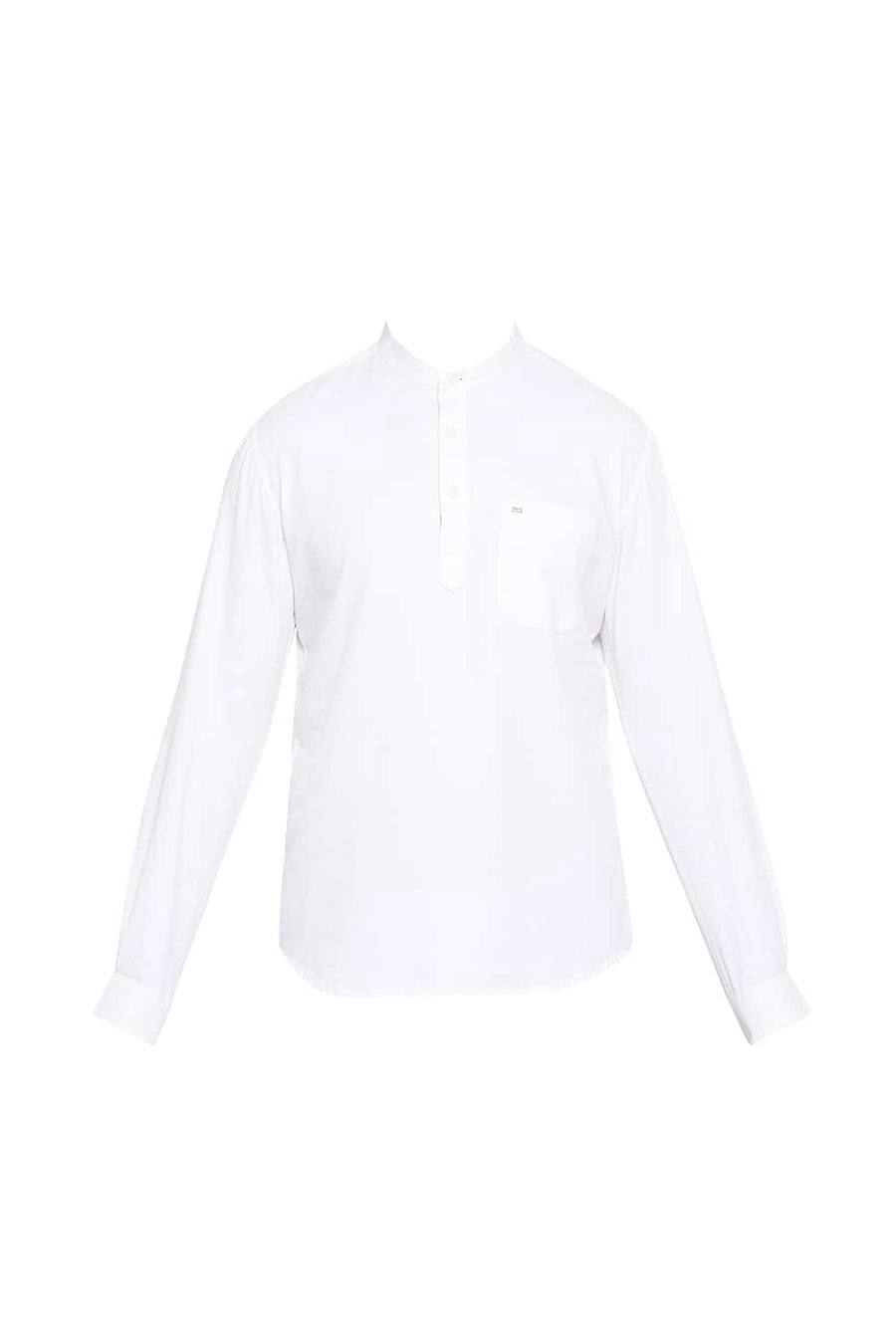BASICS SLIM FIT BRIGHT WHITE DOBBY SHIRT