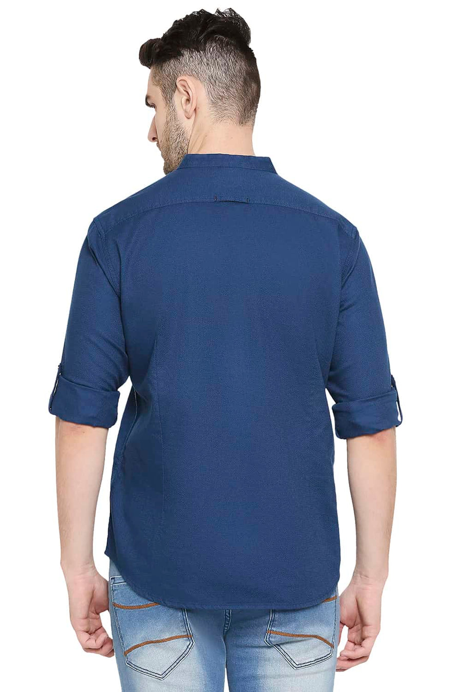 BASICS SLIM FIT MOROCCAN BLUE DOBBY SHIRT
