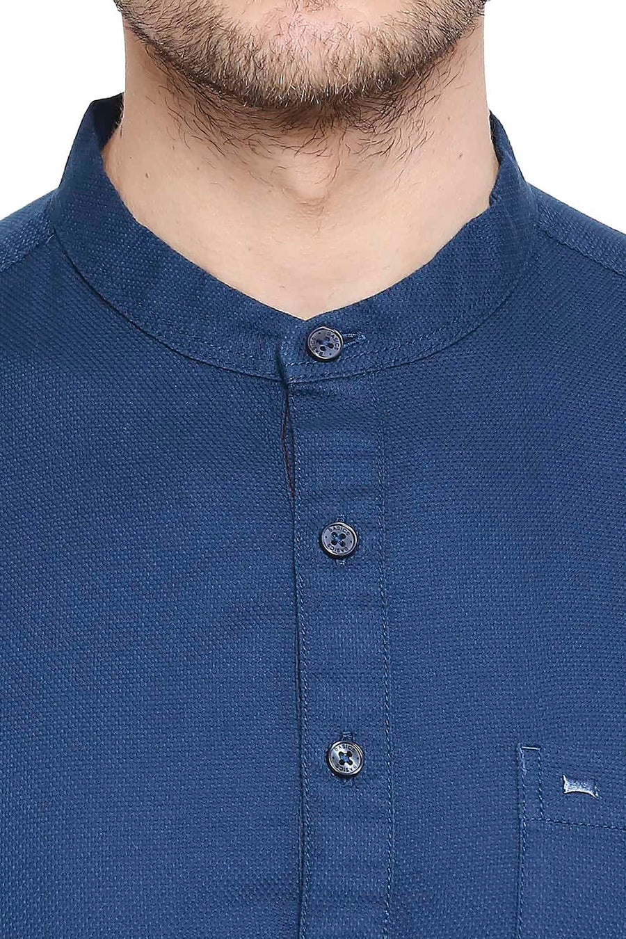 BASICS SLIM FIT MOROCCAN BLUE DOBBY SHIRT