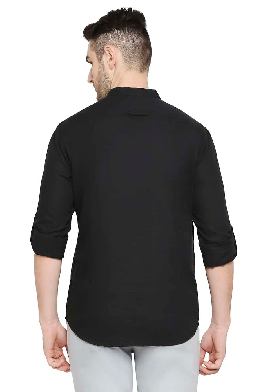 BASICS SLIM FIT CAVIAR BLACK DOBBY SHIRT