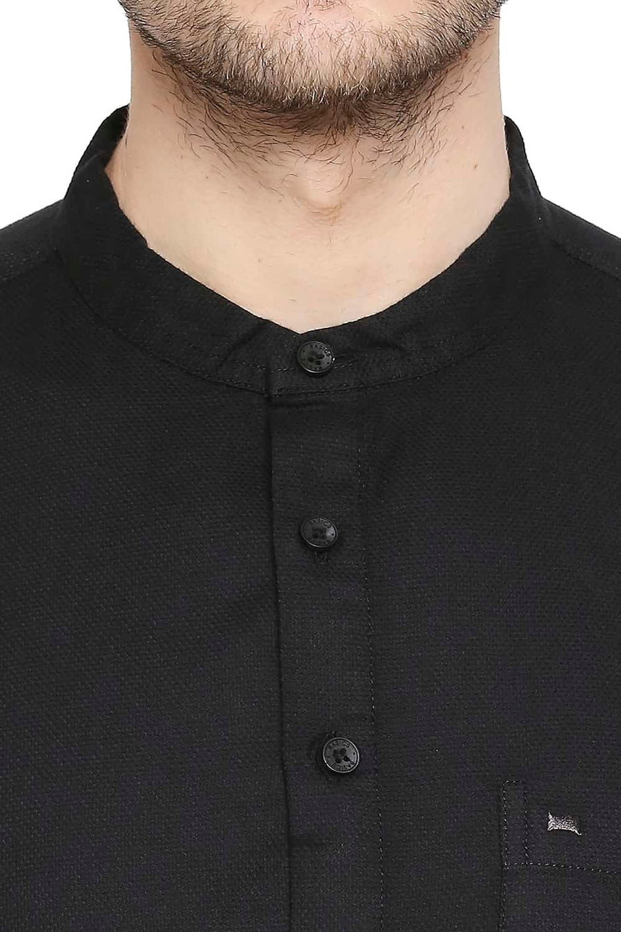 BASICS SLIM FIT CAVIAR BLACK DOBBY SHIRT