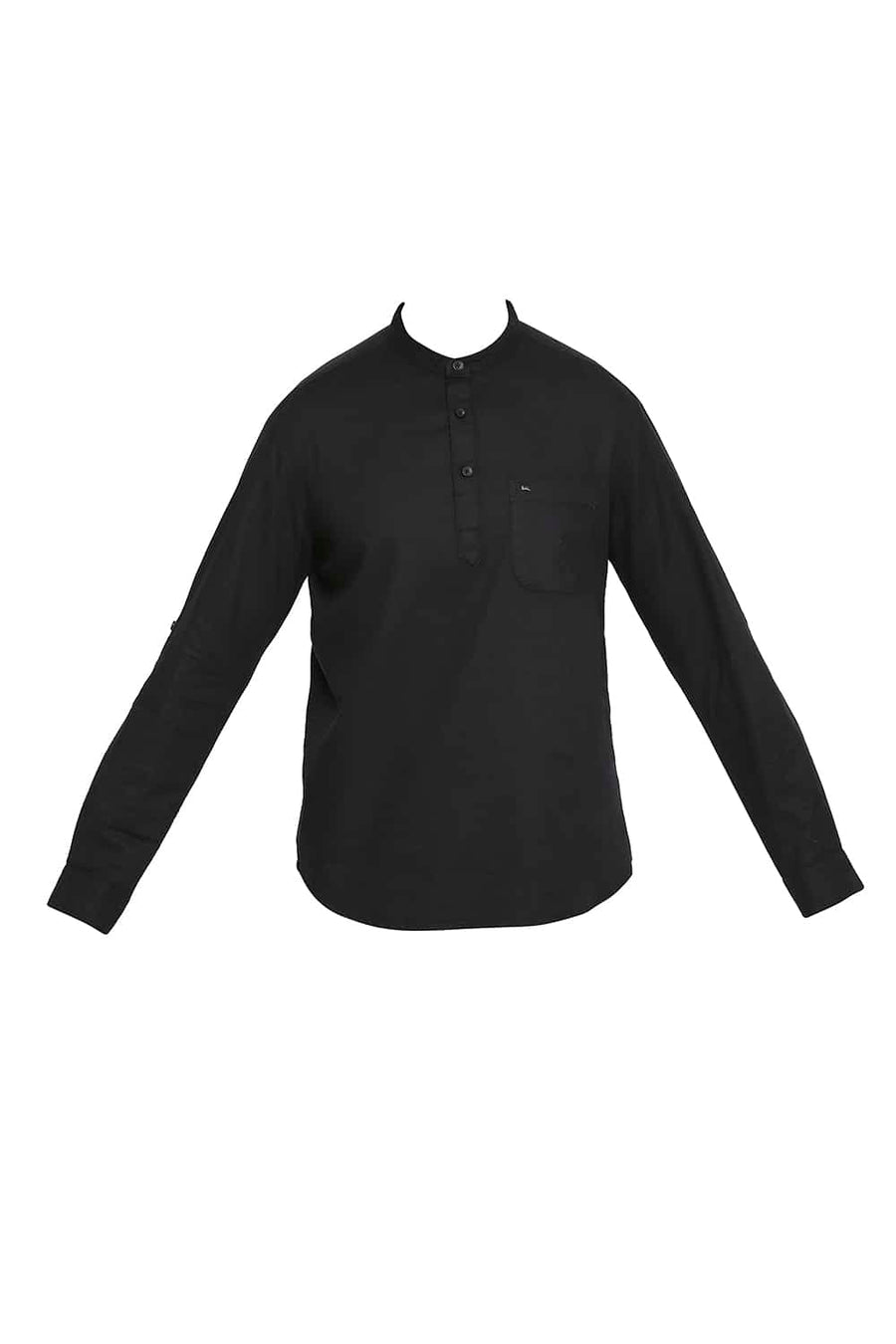 BASICS SLIM FIT CAVIAR BLACK DOBBY SHIRT
