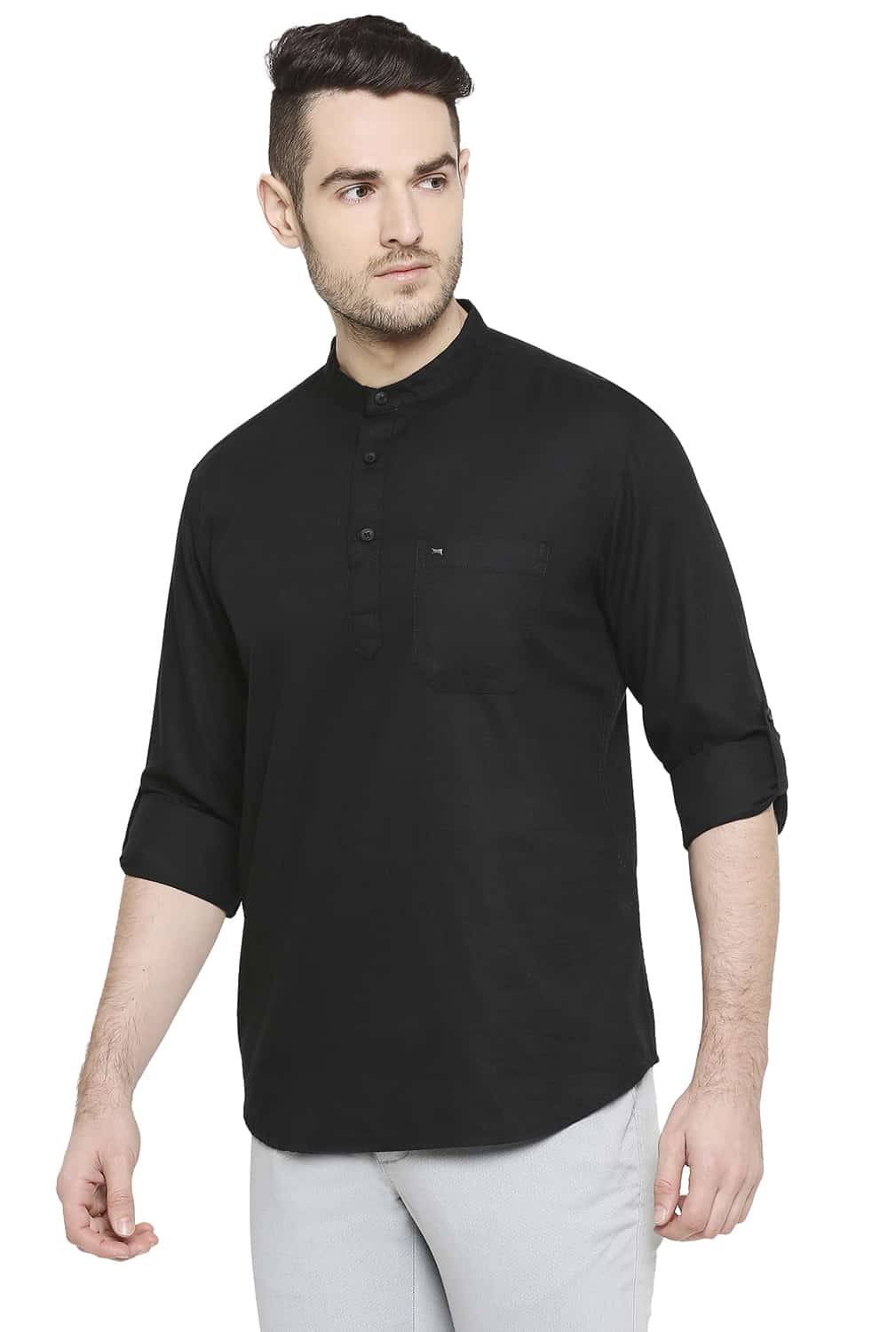 BASICS SLIM FIT DOBBY SHIRT