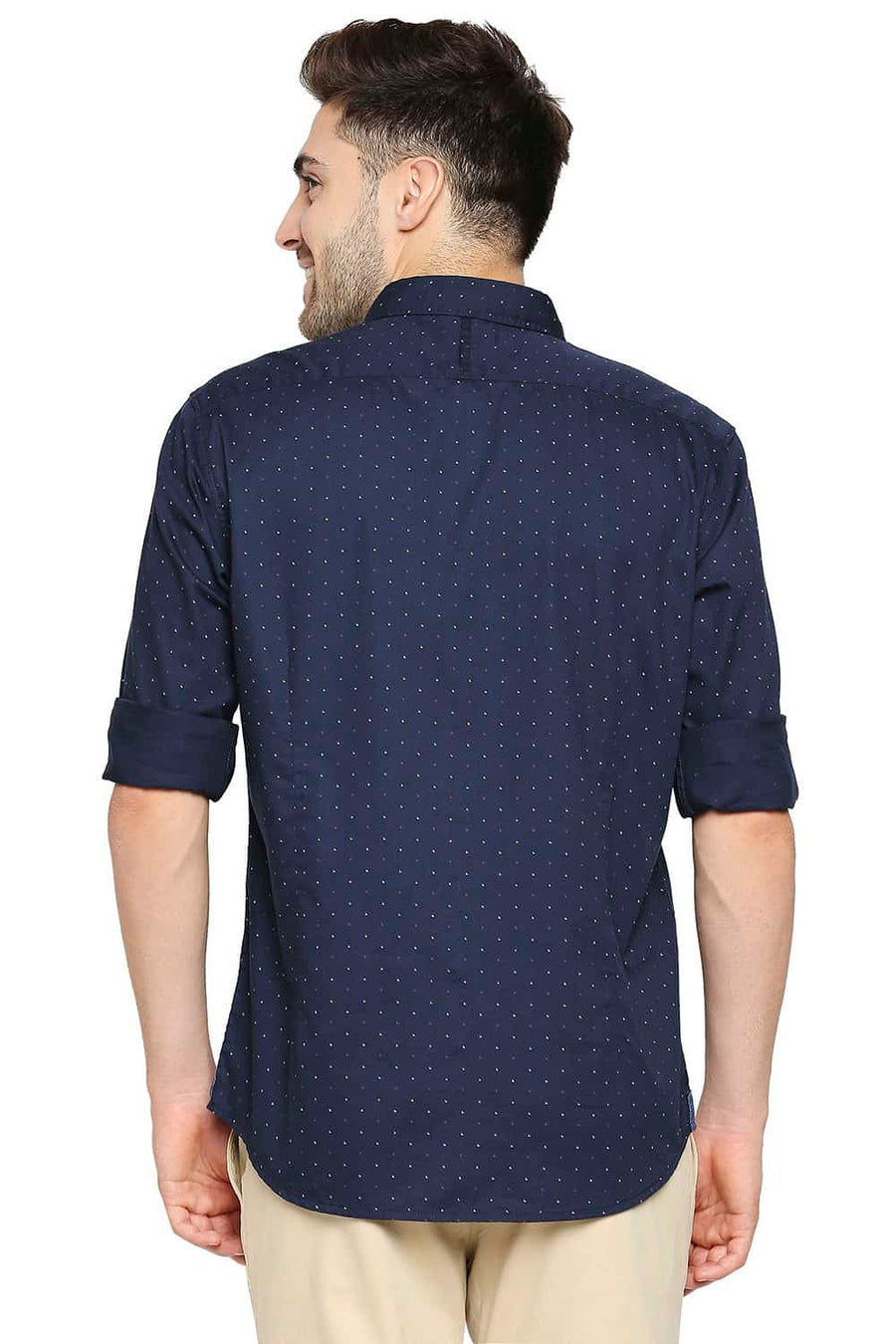 BASICS SLIM FIT MOONLIGHT NAVY PRINTED SHIRT
