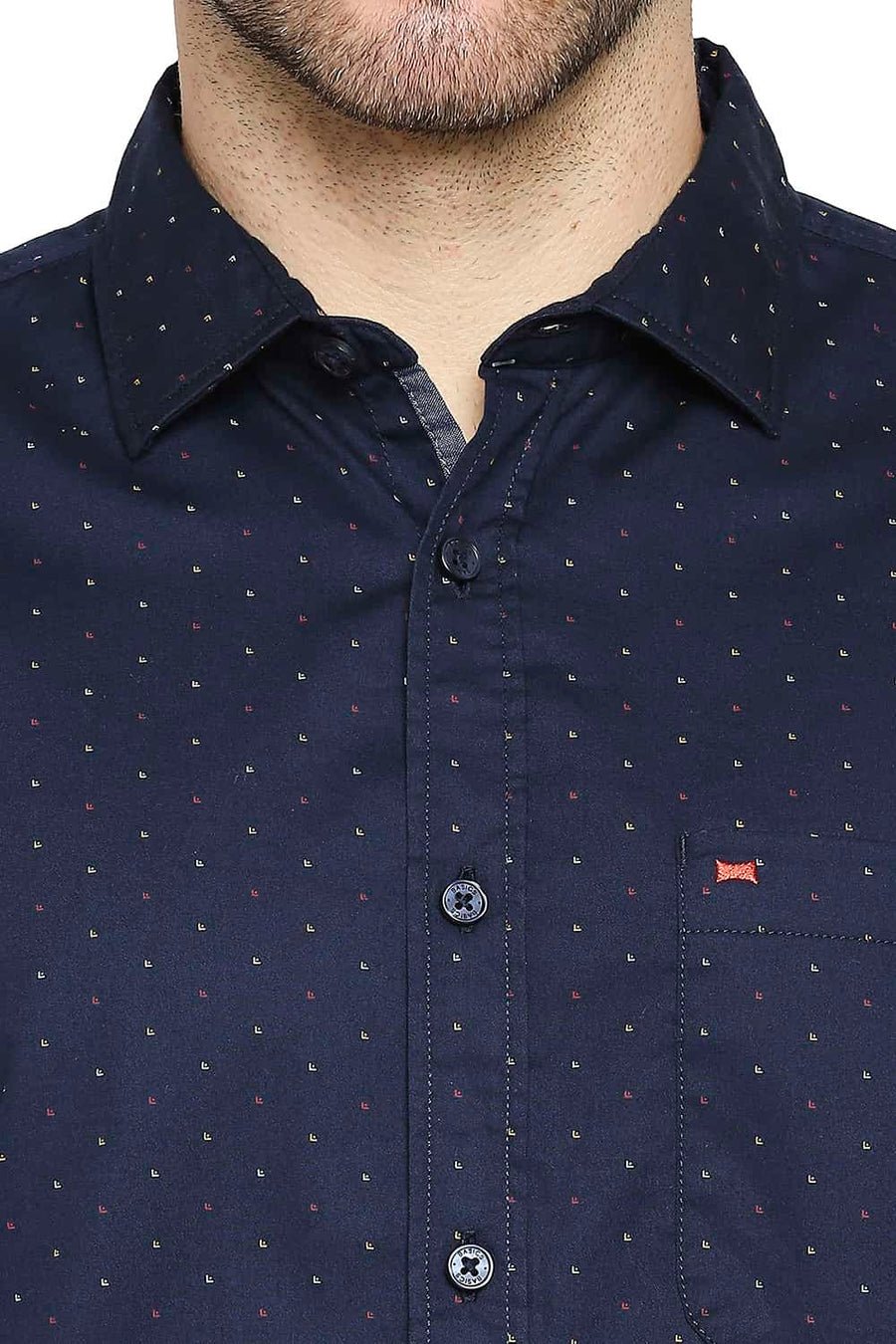 BASICS SLIM FIT MOONLIGHT NAVY PRINTED SHIRT
