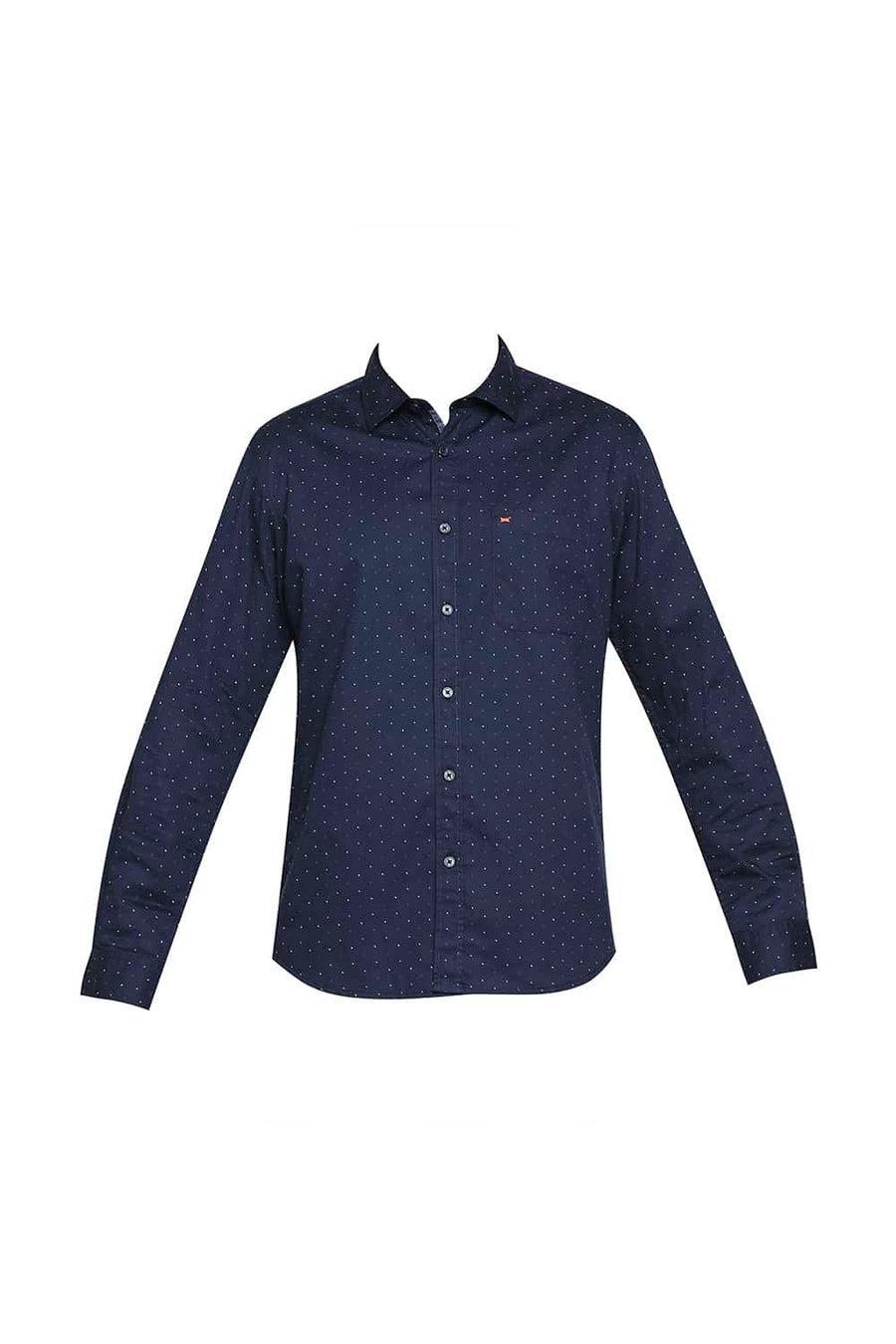 BASICS SLIM FIT MOONLIGHT NAVY PRINTED SHIRT