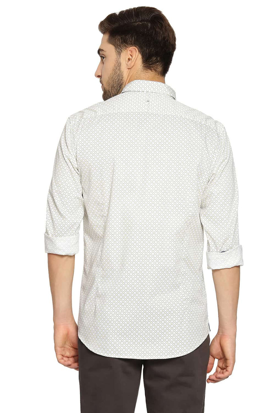 BASICS SLIM FIT MARSHMALLOW WHITE PRINTED SHIRT