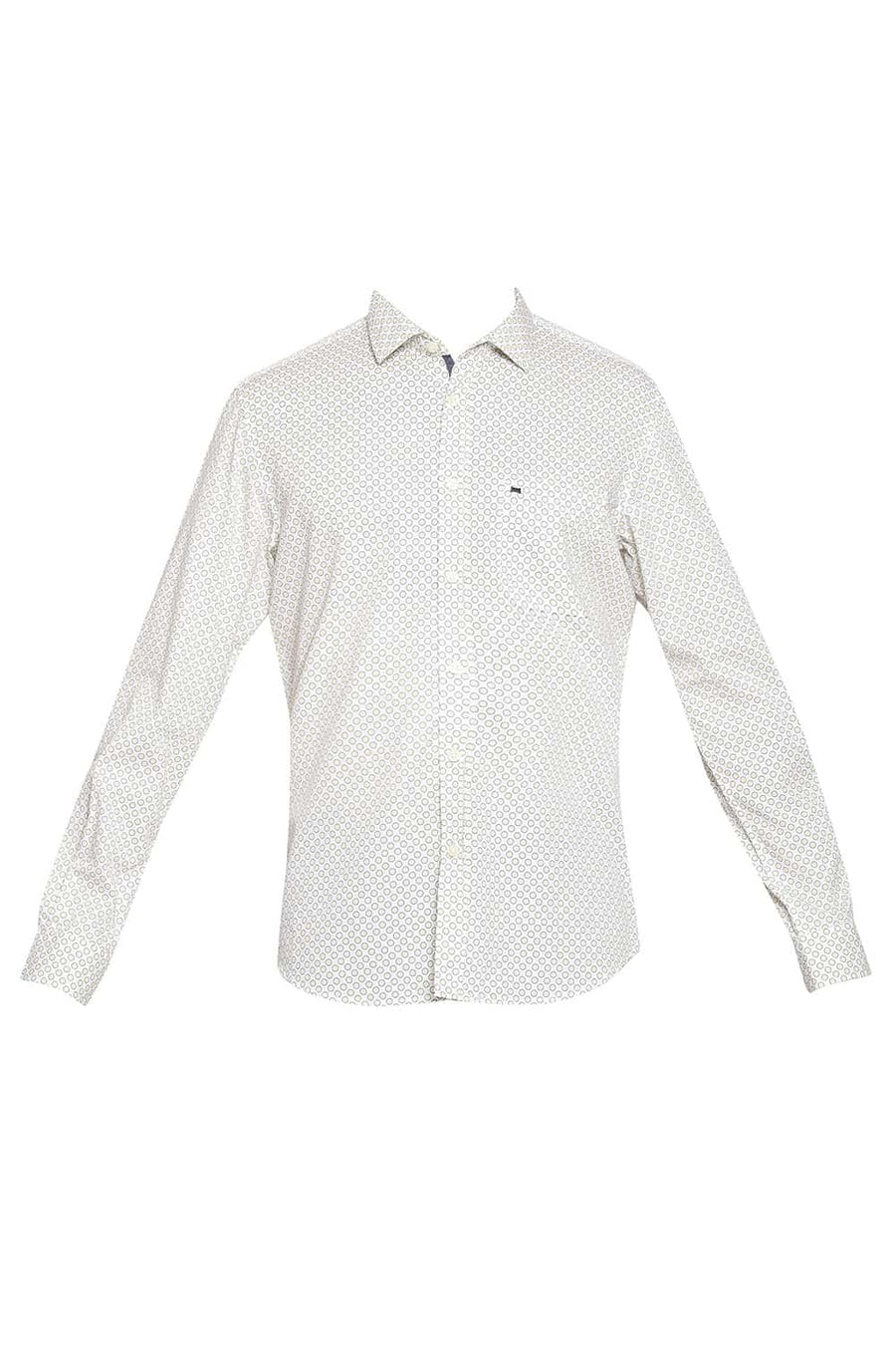 BASICS SLIM FIT MARSHMALLOW WHITE PRINTED SHIRT
