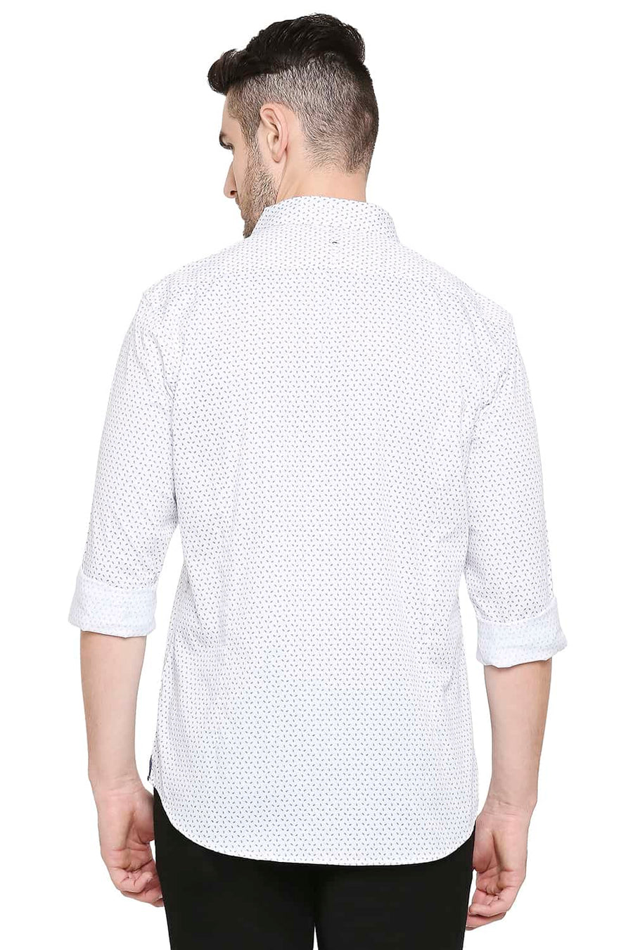 BASICS SLIM FIT BRIGHT WHITE PRINTED SHIRT