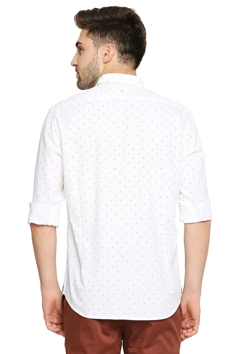 BASICS SLIM FIT BRILLIANT WHITE PRINTED SHIRT